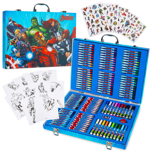Marvel Art Case for Boys with 80 crayons, ideal for travel coloring sessions