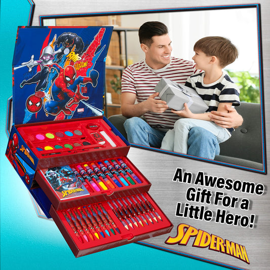 Marvel Art Case Spiderman coloring sheets inspire imaginative play during arts and crafts.