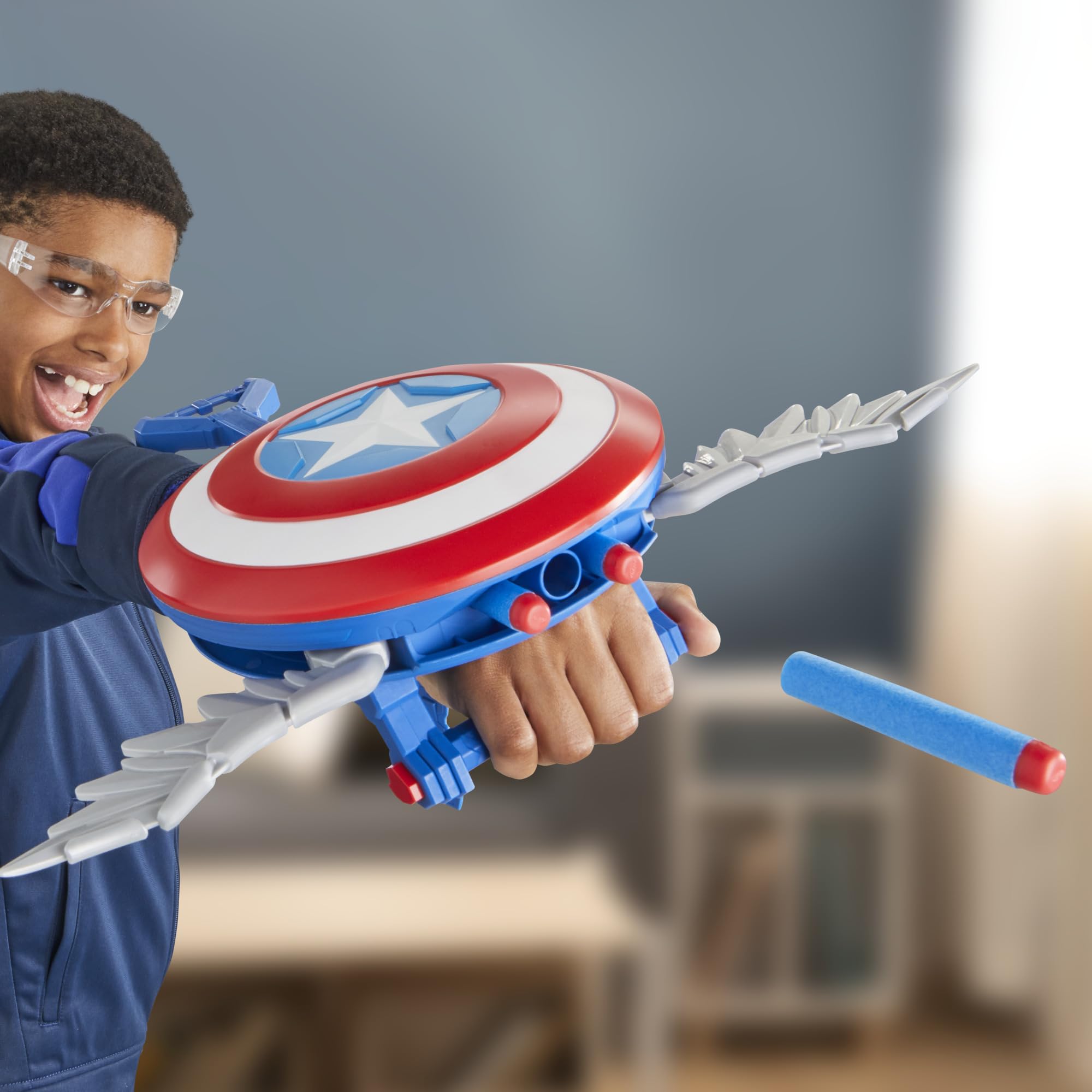 Marvel Captain America Skyshot Blaster adjustable wrist strap for comfortable wear.