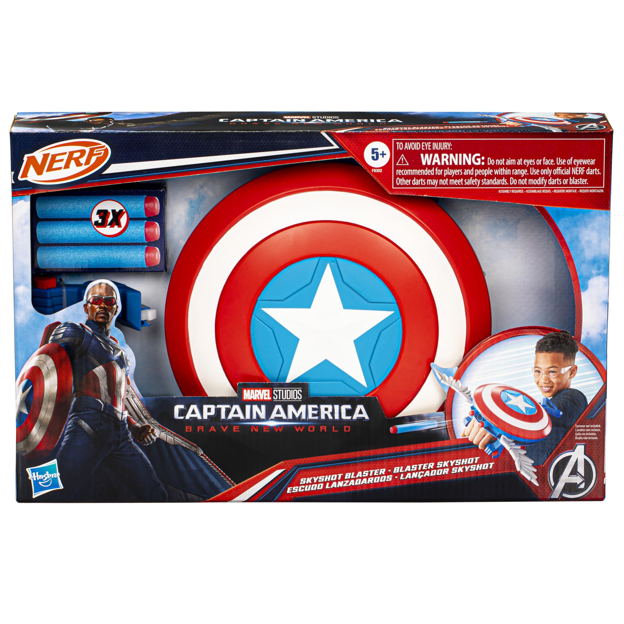 Marvel Captain America Skyshot Blaster with darts stored at the front for quick reloads.