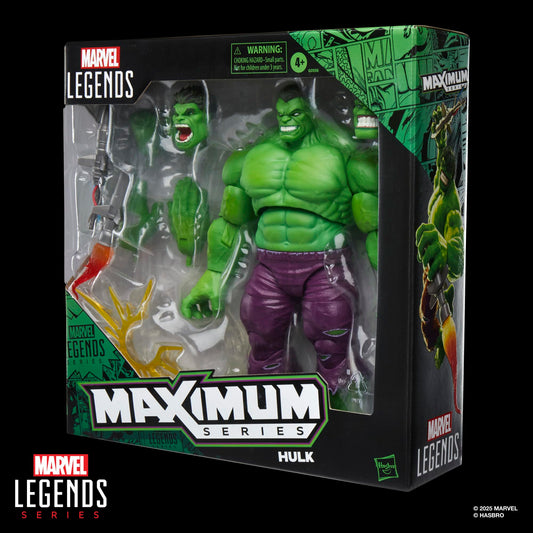 Marvel Legends Hulk maximum-series figure—dynamic pose for action photography.