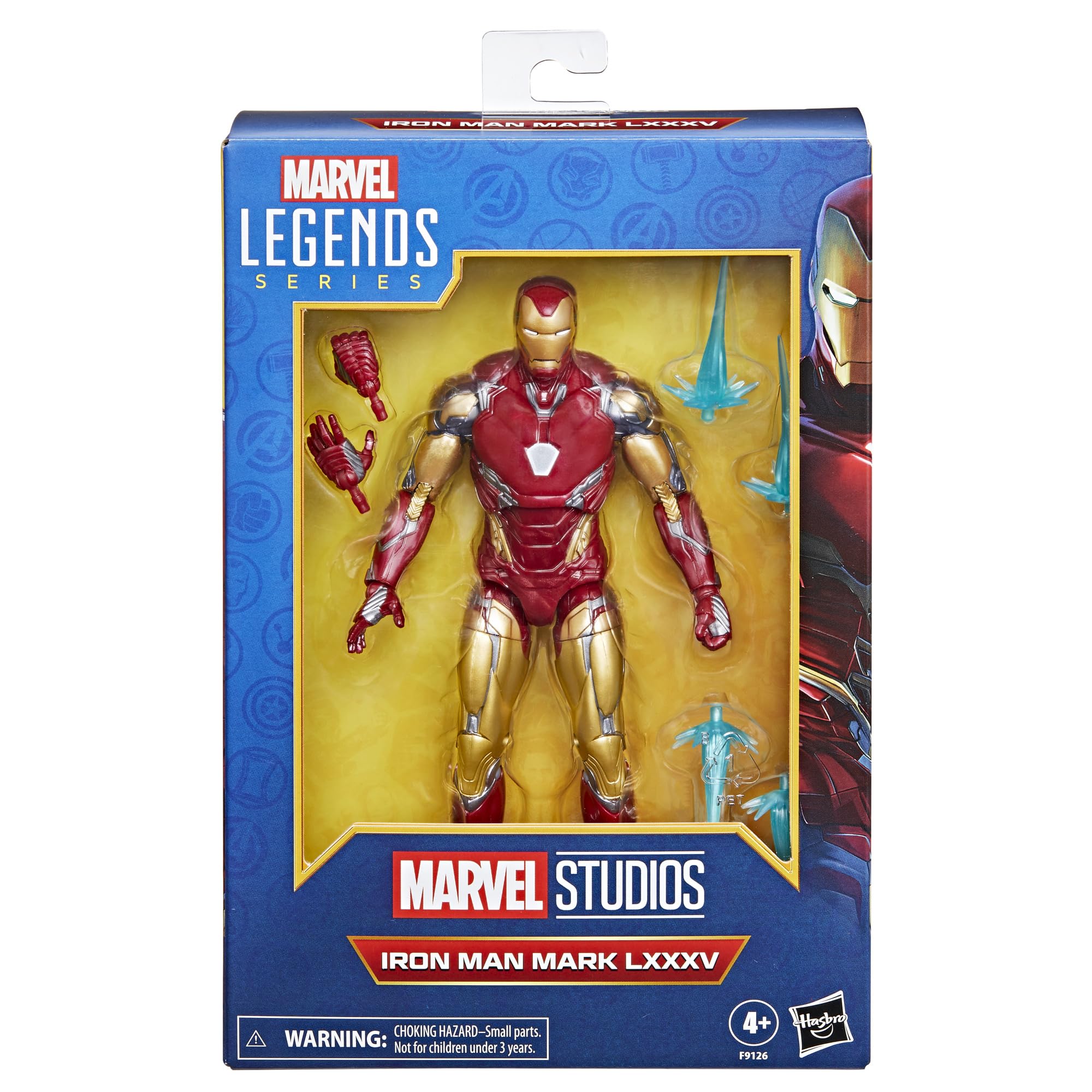 Marvel Iron Man Mark LXXXV figure pose captures dynamic action for collectors.