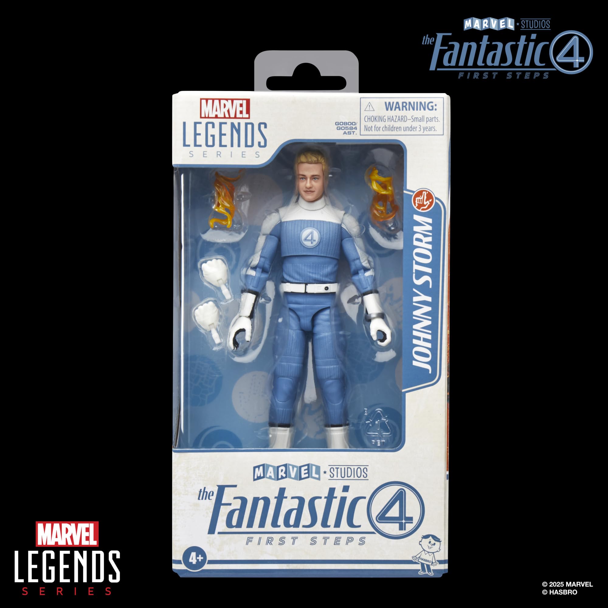 Marvel Johnny Storm figure articulation points highlight poseability for action shots.