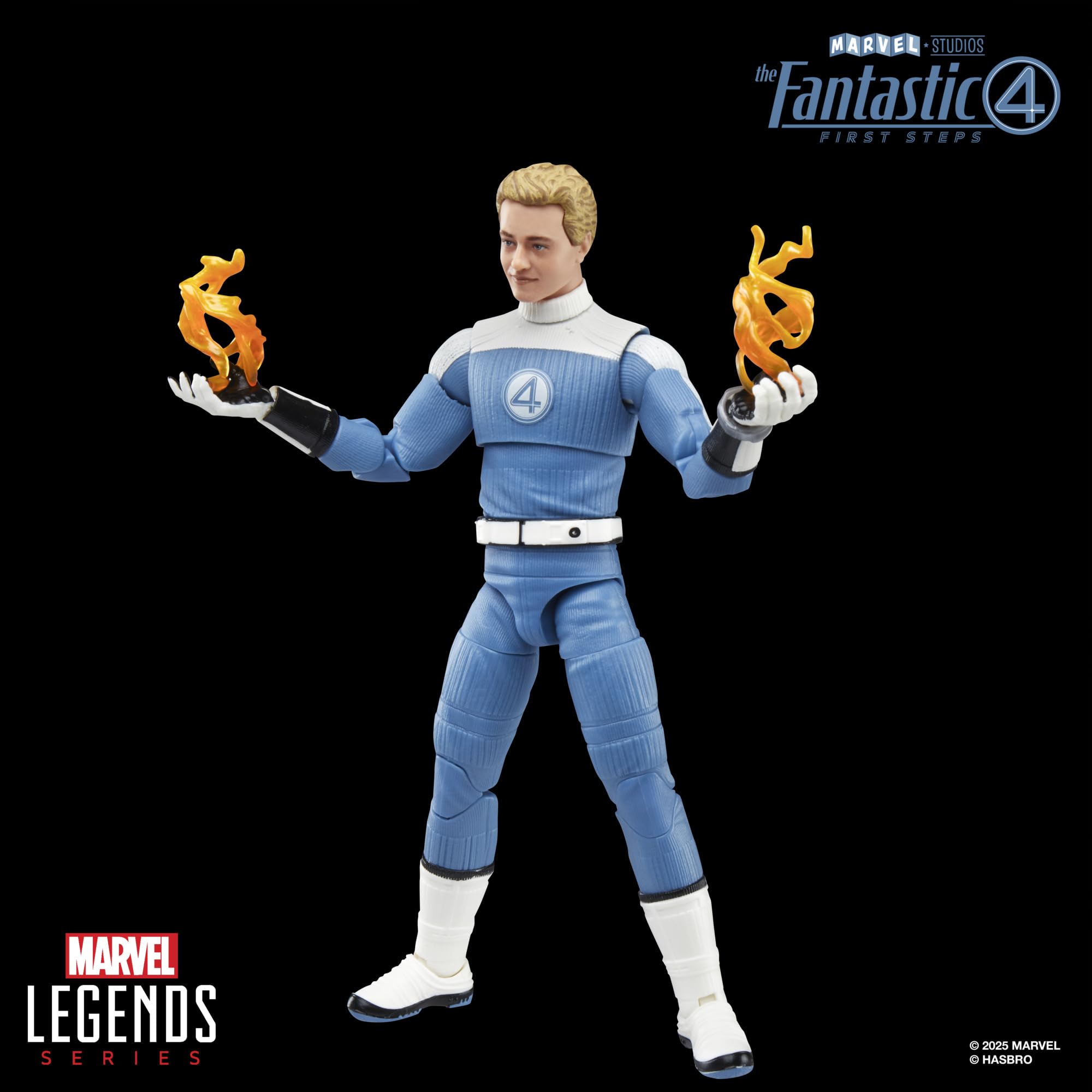 Marvel Johnny Storm four-accessory set supports versatile display.