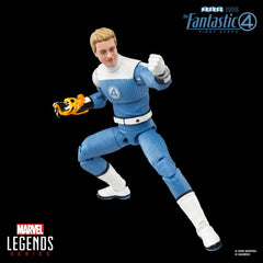 Marvel Johnny Storm window-box packaging showcases branding on display shelves.