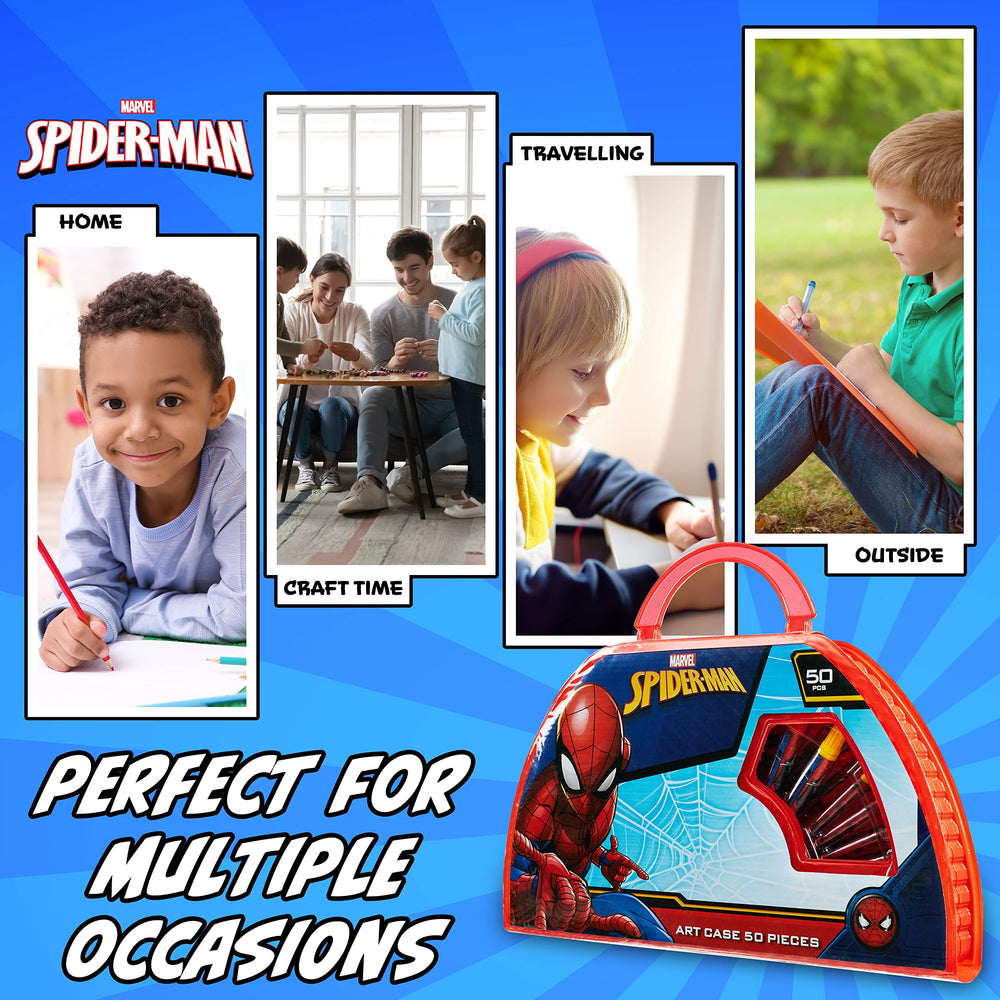 Marvel Kids Art Set includes eraser, ruler, brush, sharpener and scissors.