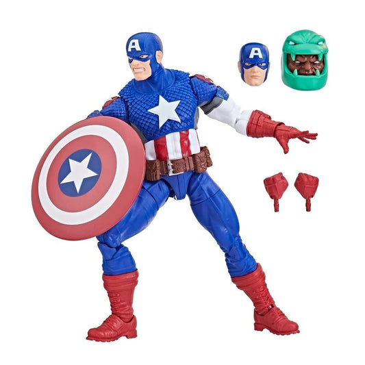 Marvel Legends Ultimate Captain America figure emerging from ice, ready for display.