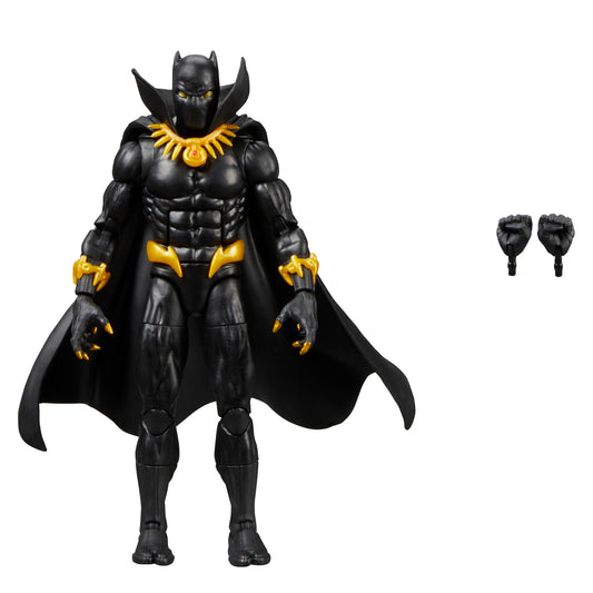 Marvel Legends Black Panther action figure in front view, ideal for display collections.