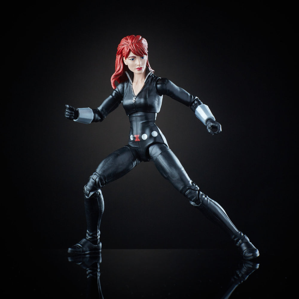 Marvel Legends Black Widow on motorcycle vehicle for action-packed play and display