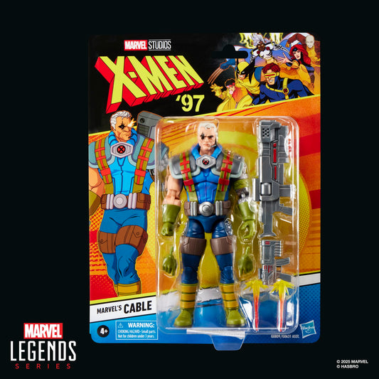 Cable figure in a dynamic pose highlights premium deco and likeness.