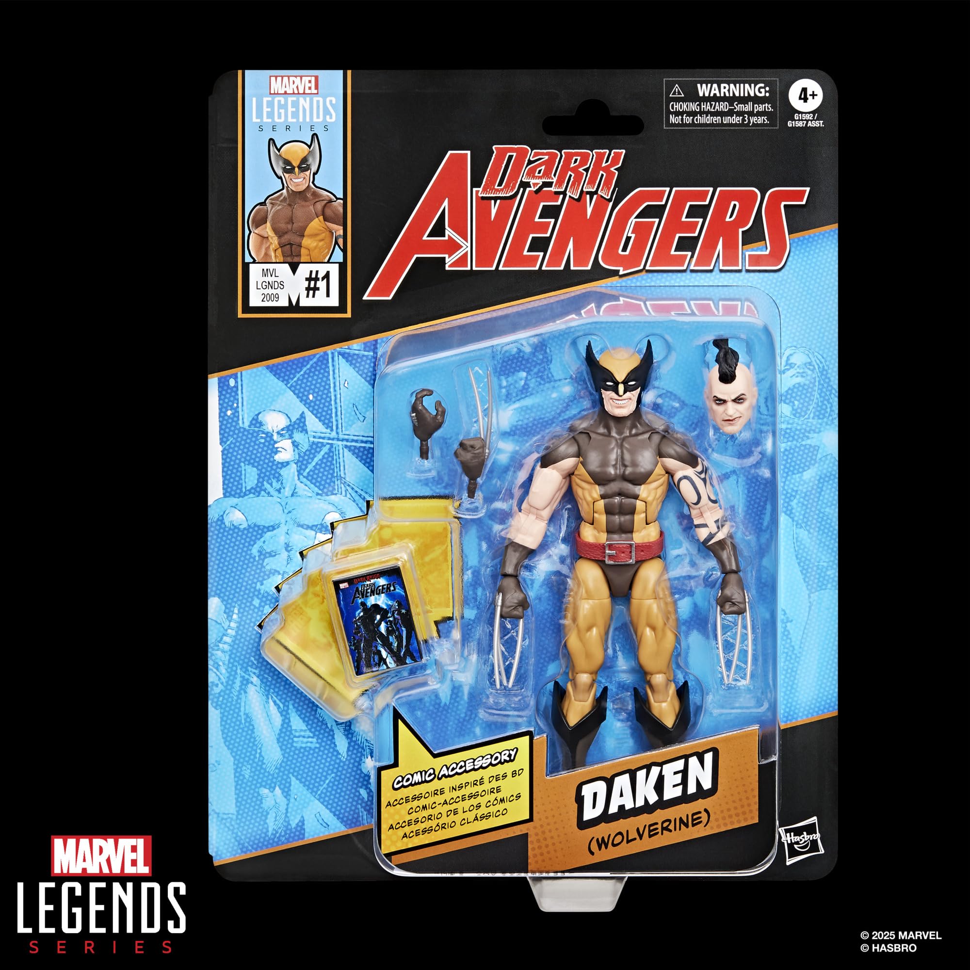 Marvel Legends Daken figure with unmasked head for expressive display.