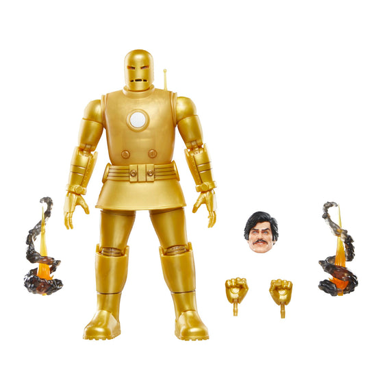 Marvel Legends Iron Man Model 01 Gold front view for premium shelf display