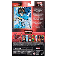 Shelf-ready Marvel Legends New Warriors Justice figure in a display setup.