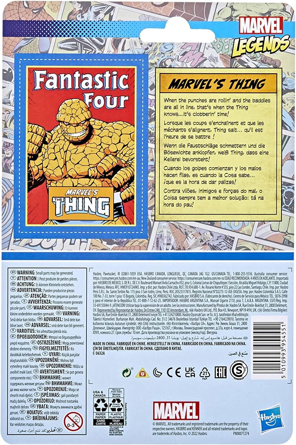 Marvel Legends Thing Retro 375 display-ready figure ideal for shelf displays