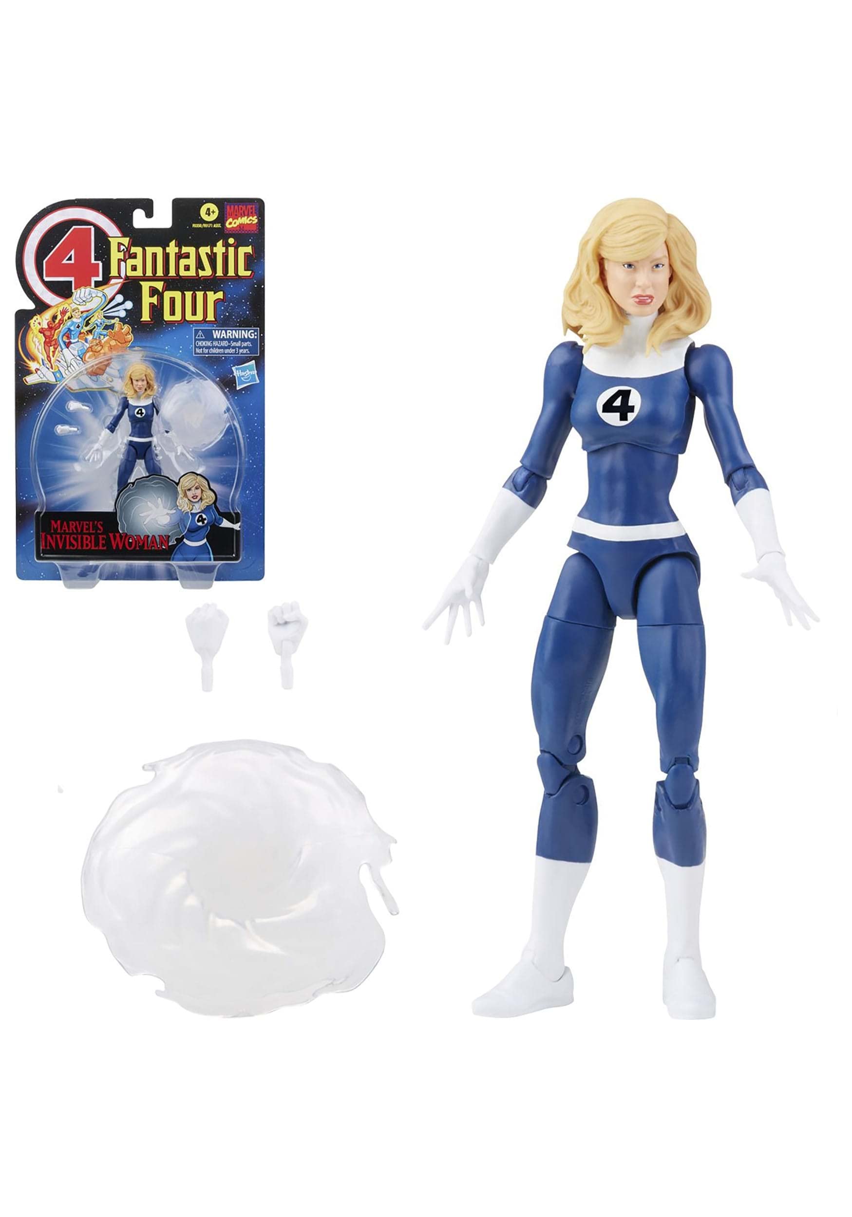 Marvel Legends Invisible Woman figure front view for dynamic display and posing.
