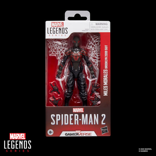 Marvel Legends Miles Morales Brooklyn 2099 side pose for dynamic photography.