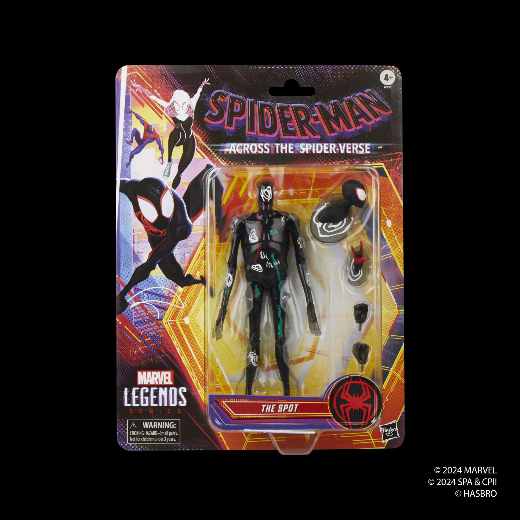 Marvel Legends The Spot figure side profile highlighting poseable design for dynamic display.