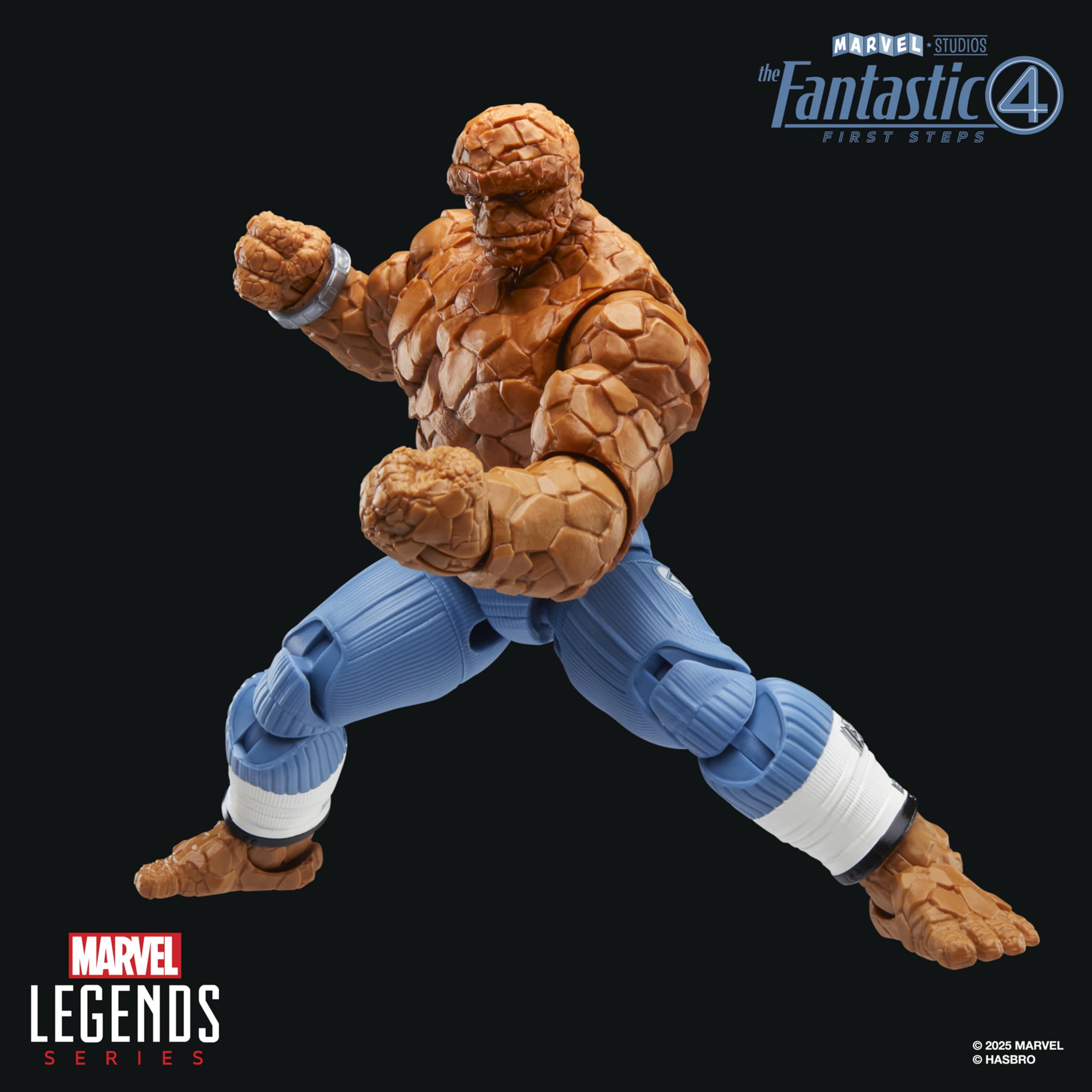 Marvel Legends The Thing figure movie deco mirrors Ben Grimm's iconic appearance.