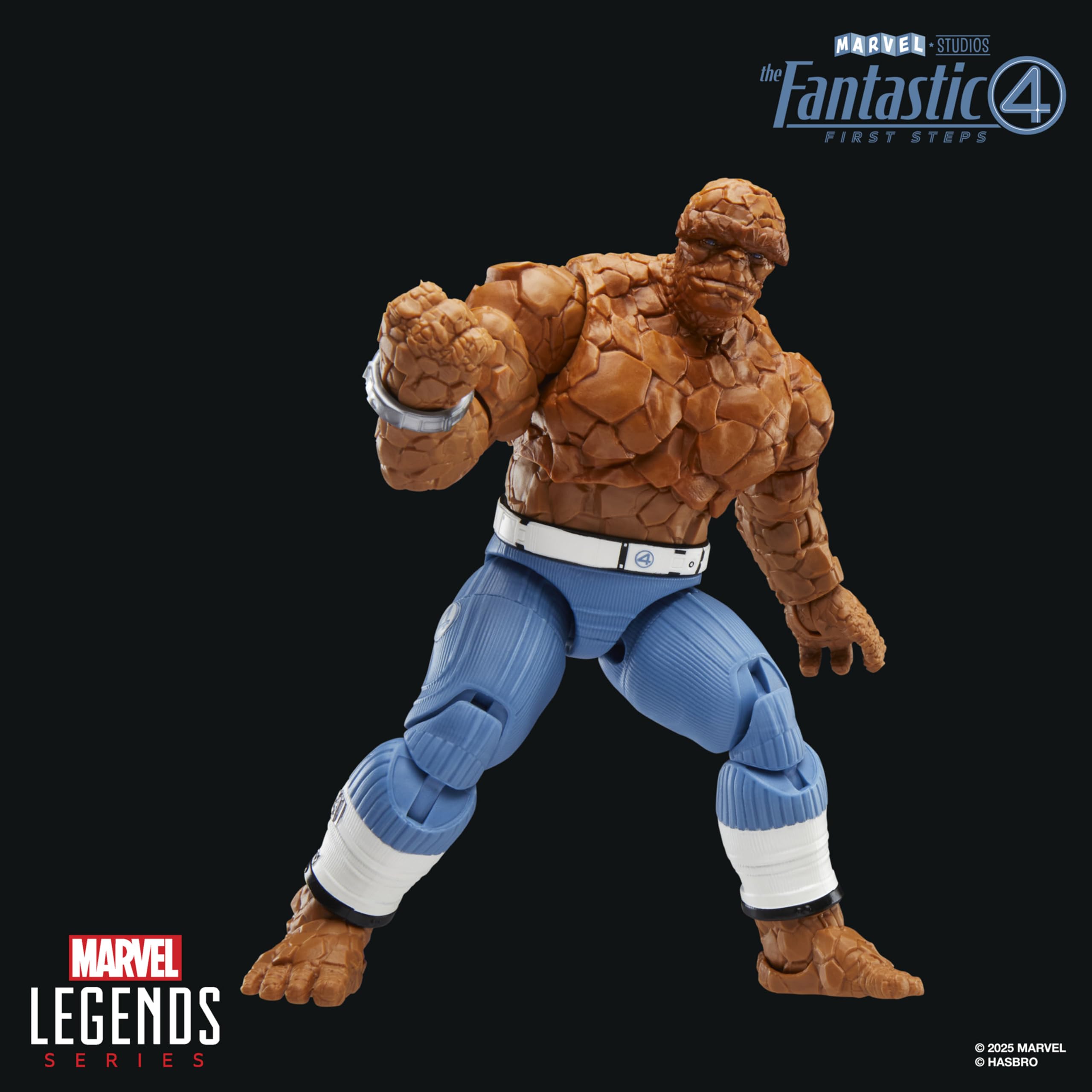 Marvel Legends The Thing figure poseable head arms legs allow dynamic display.