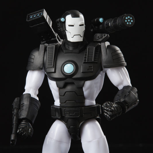Marvel Legends War Machine figure articulation pose showcases poseability for dynamic displays.