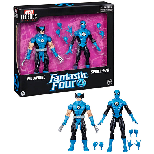 Marvel Legends Wolverine and Spider-Man 6-inch figures in front view for display-ready posing.