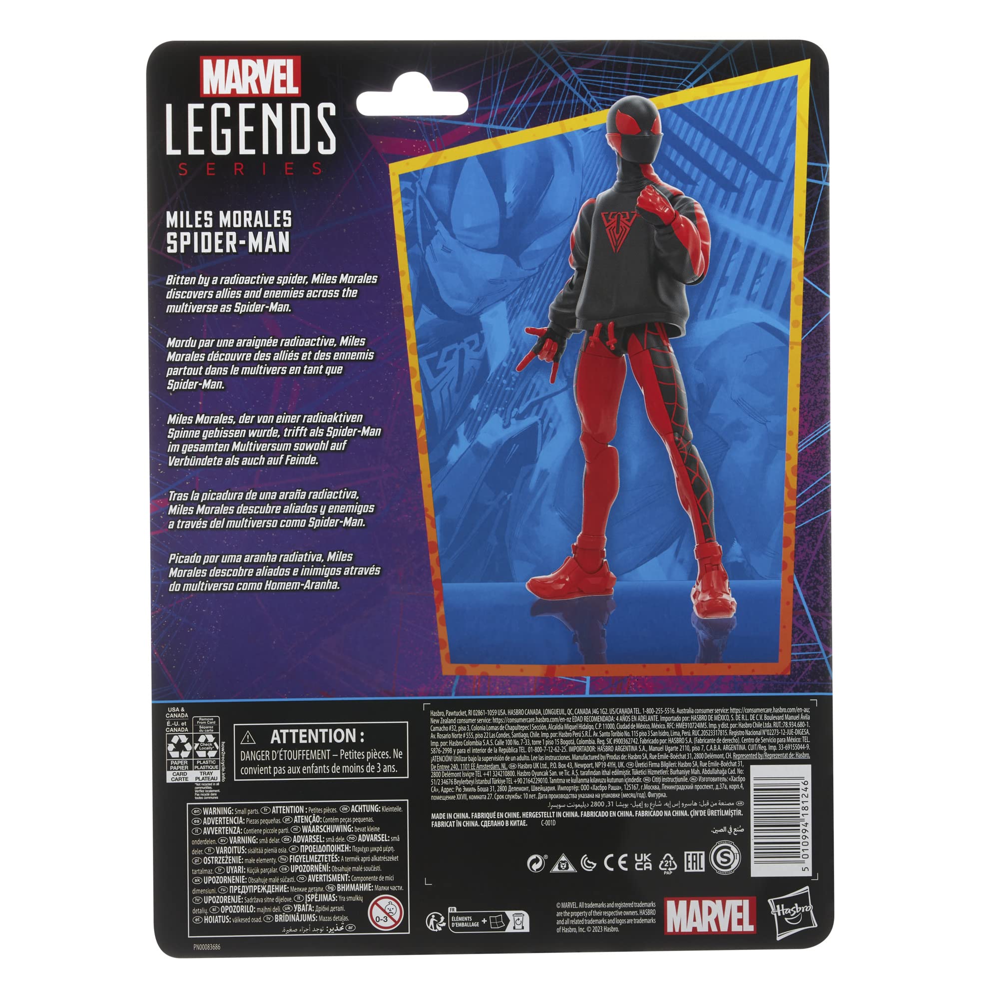 Marvel Miles Morales Spider-Man figure with alternate hands for expressive poses.