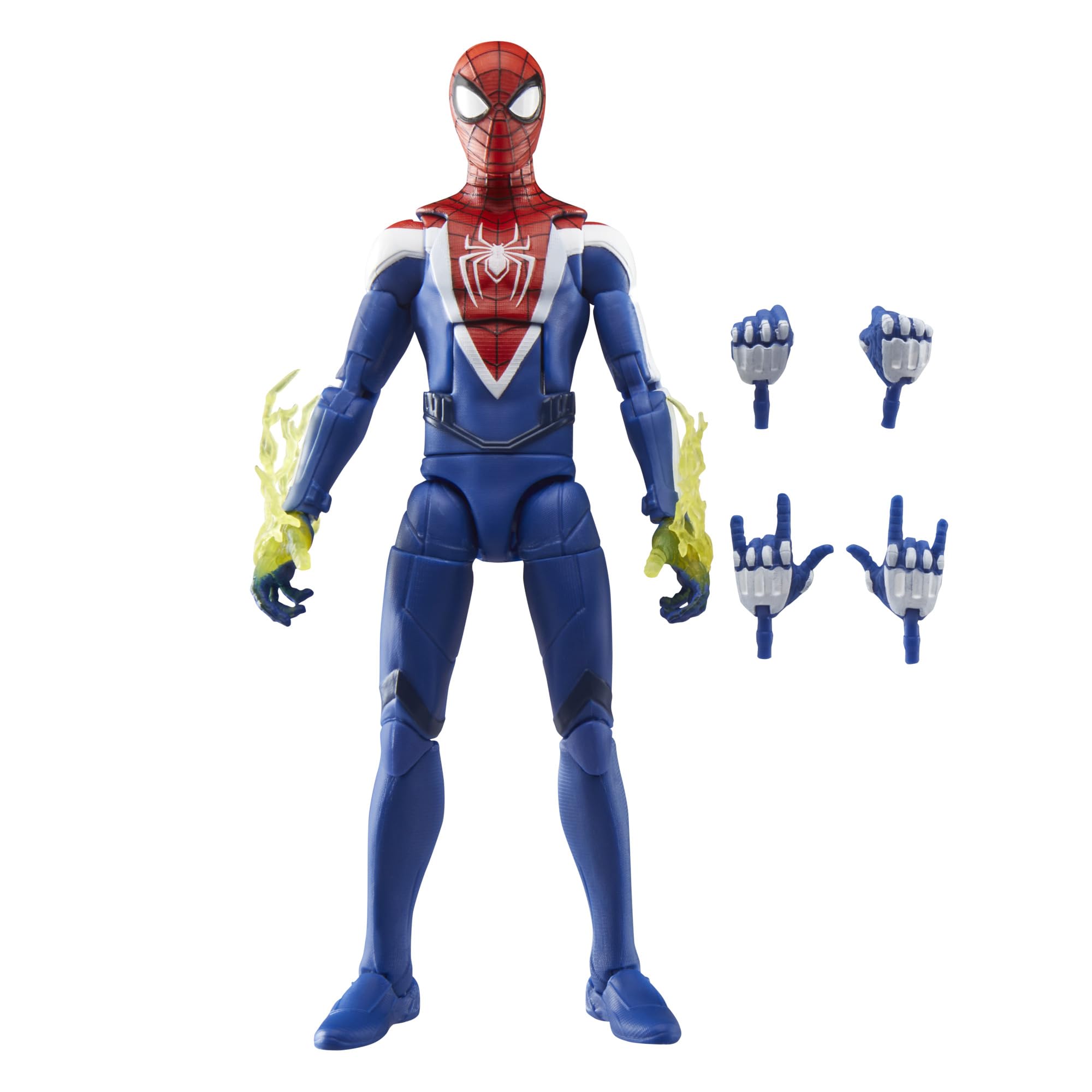 Marvel Miles Morales upgraded-suit figure front view for display