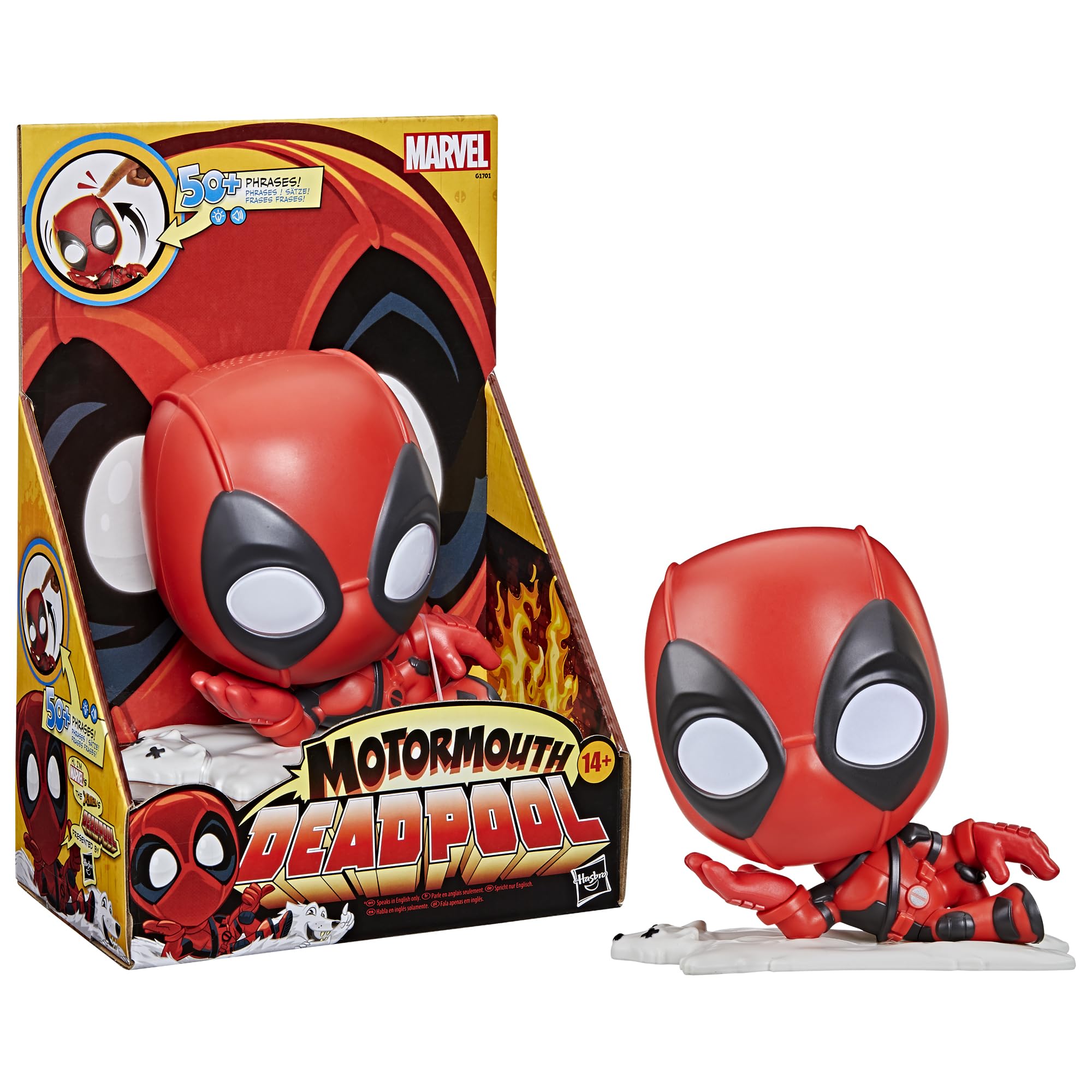 Marvel Motormouth Deadpool light-up eyes—adds dramatic dialogue moments.