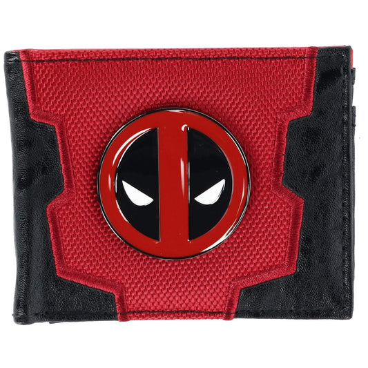 Marvel Press Deadpool bi-fold wallet in red and black, compact daily carry for essentials.