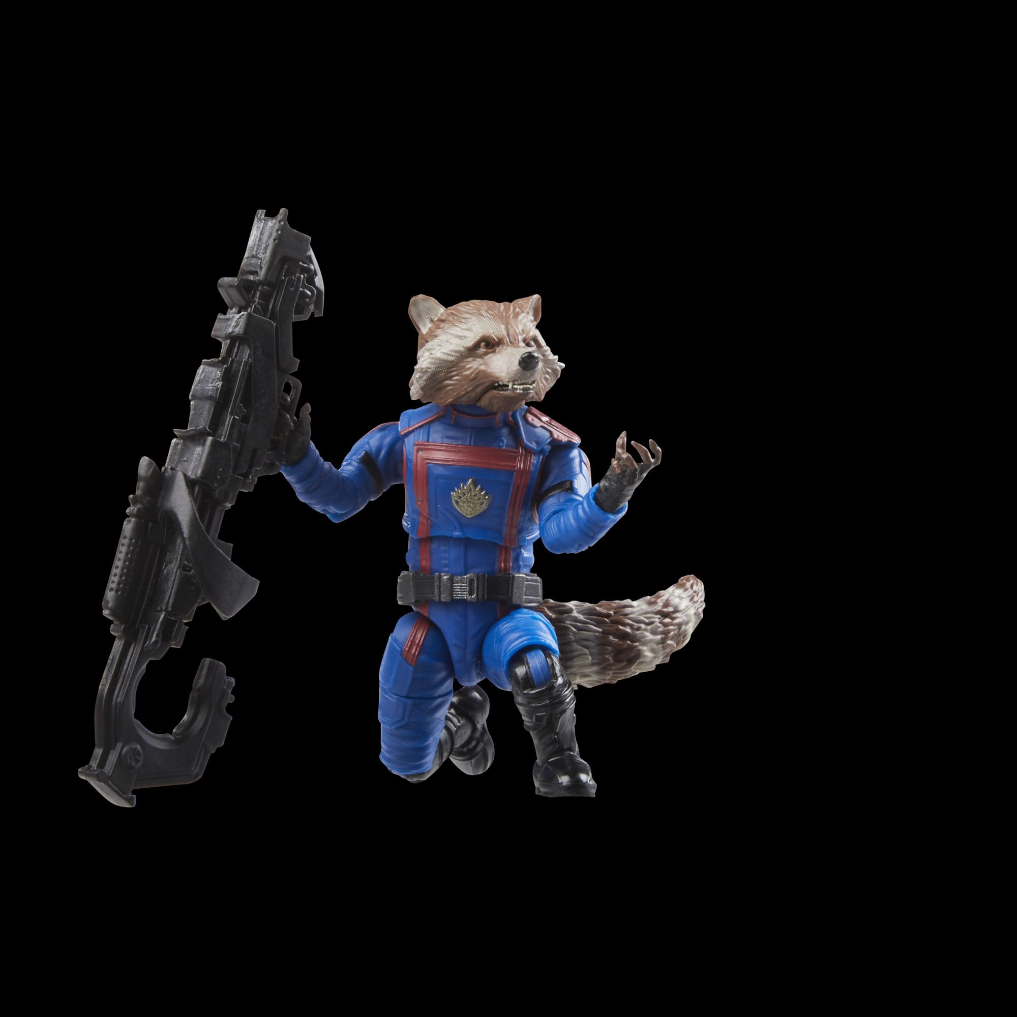 Marvel's Rocket blaster accessory included for movie-inspired play.