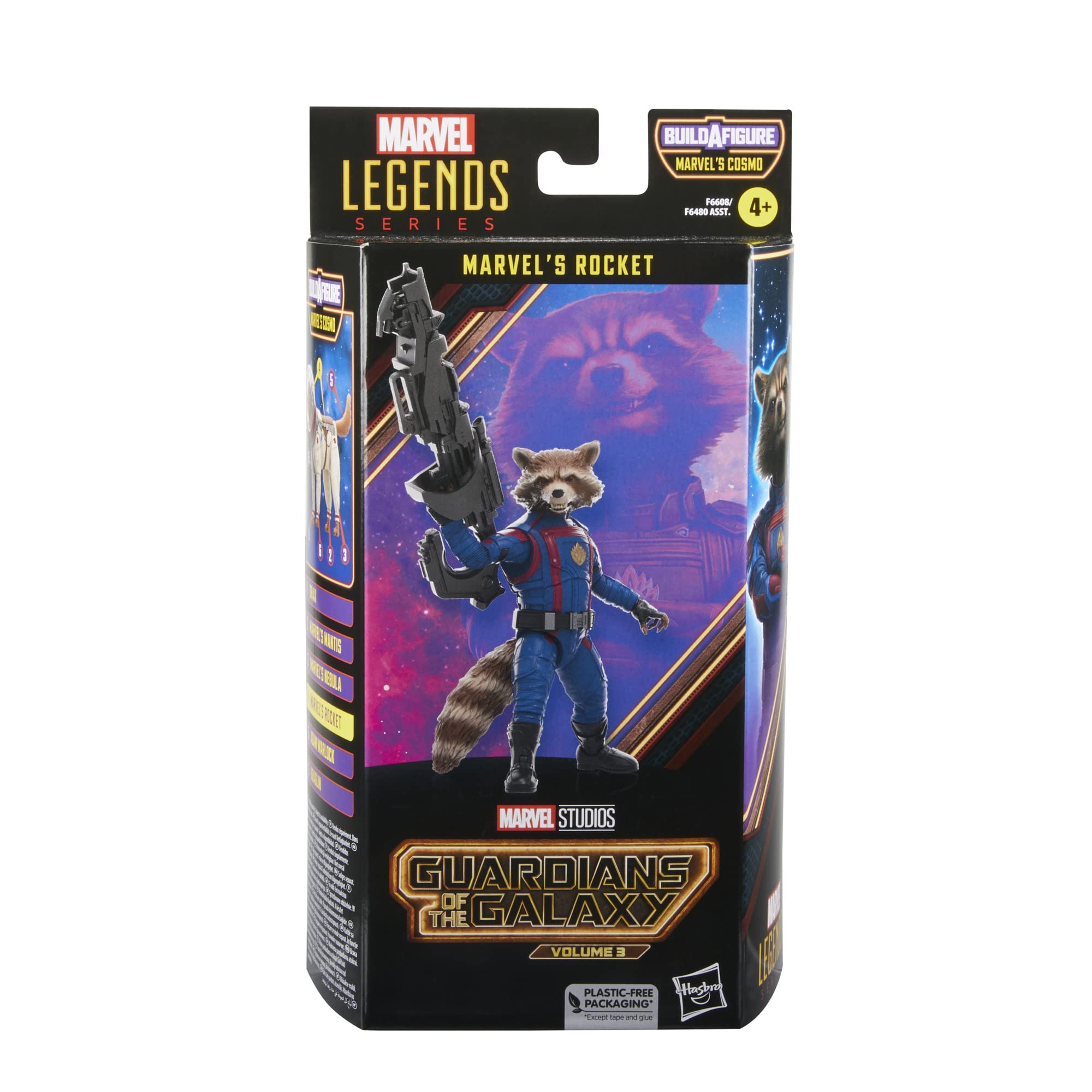 Marvel's Rocket action figure detail highlights realistic deco for collectors.
