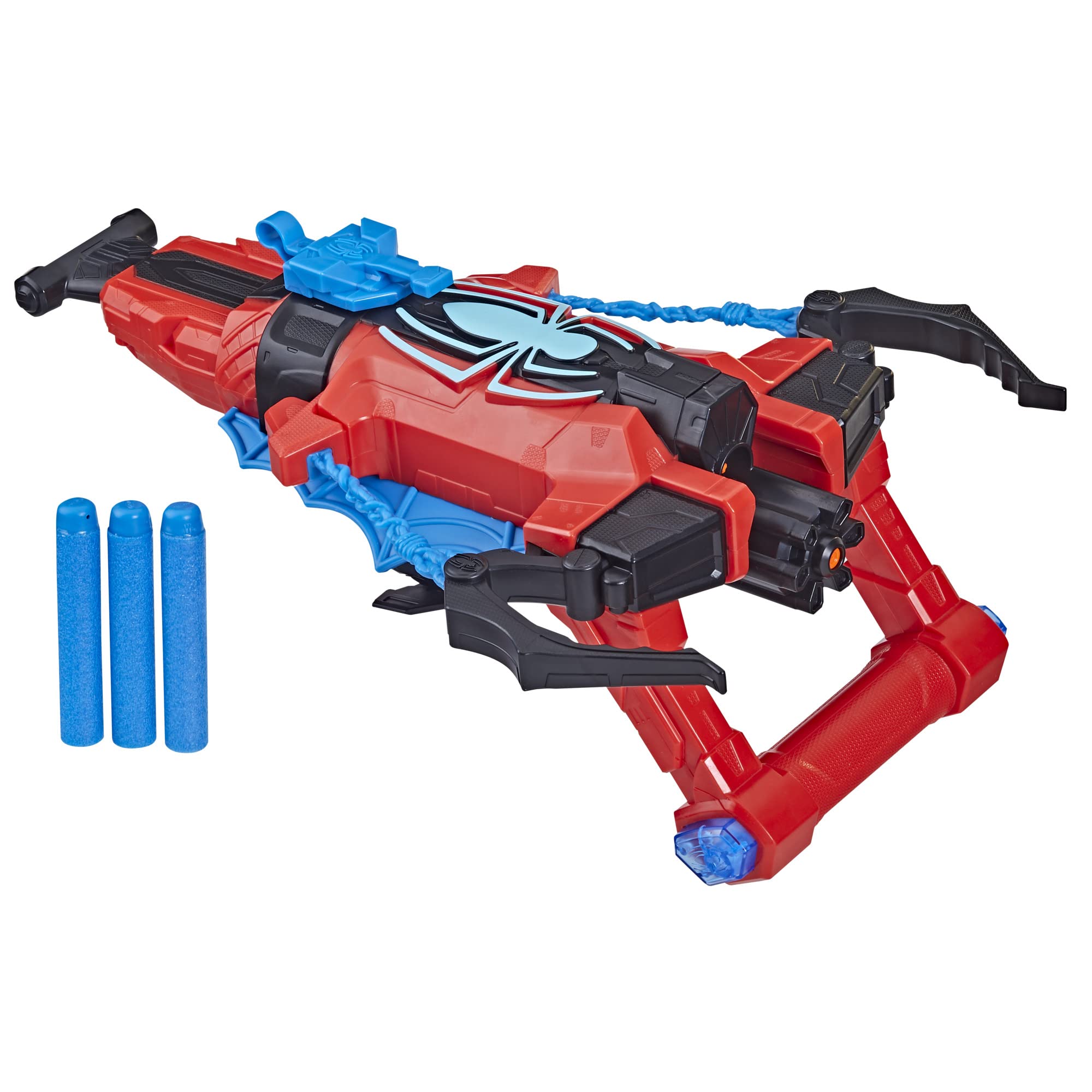 Marvel Spider-Man Spider Strike N Splash Blaster launches Nerf darts for indoor or outdoor action
