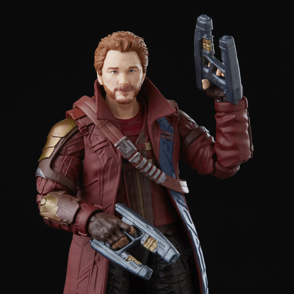 Star-Lord figure with blaster accessory for dynamic poses and action scenes.