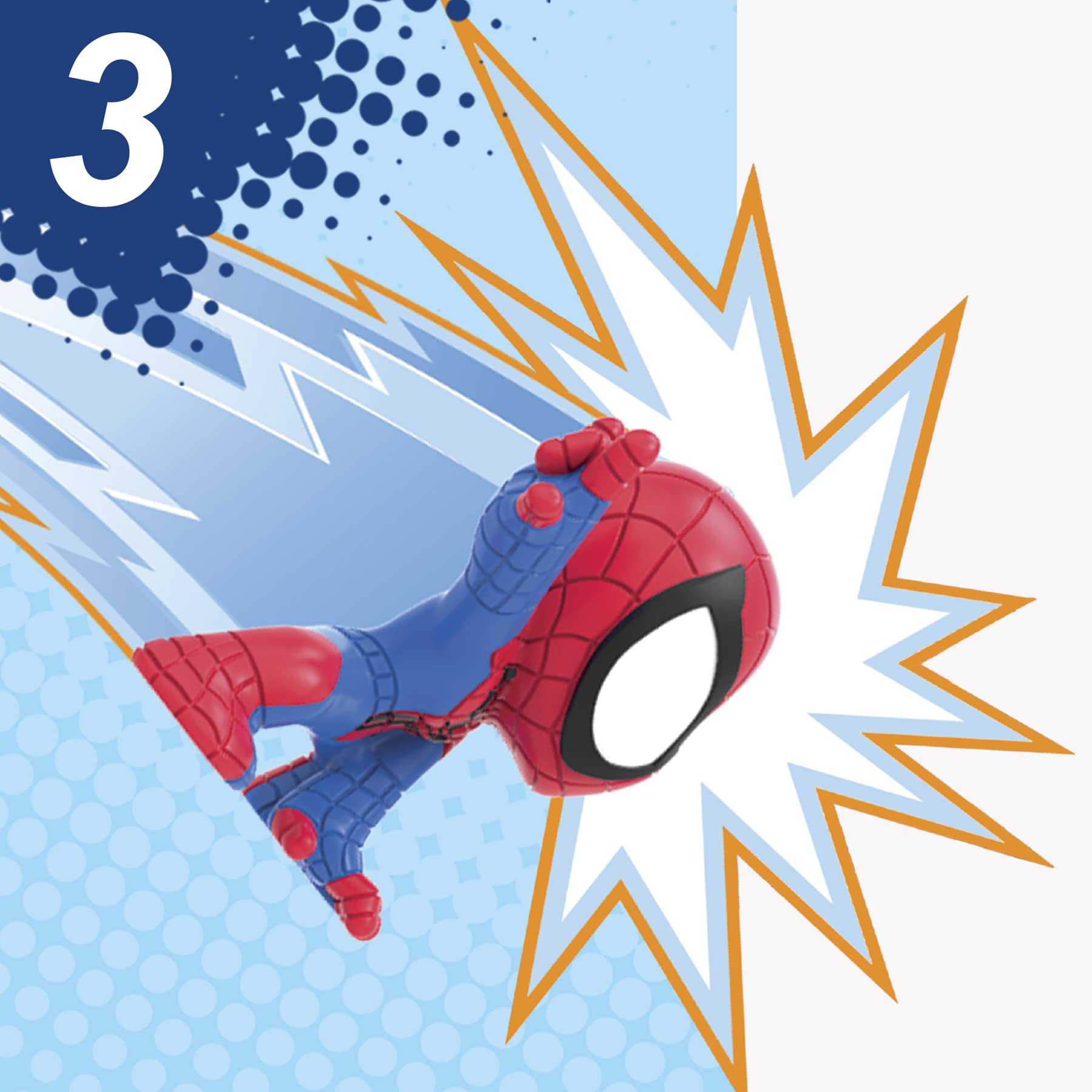 Close-up of deco details on Marvel Stunt Squad mini figures.