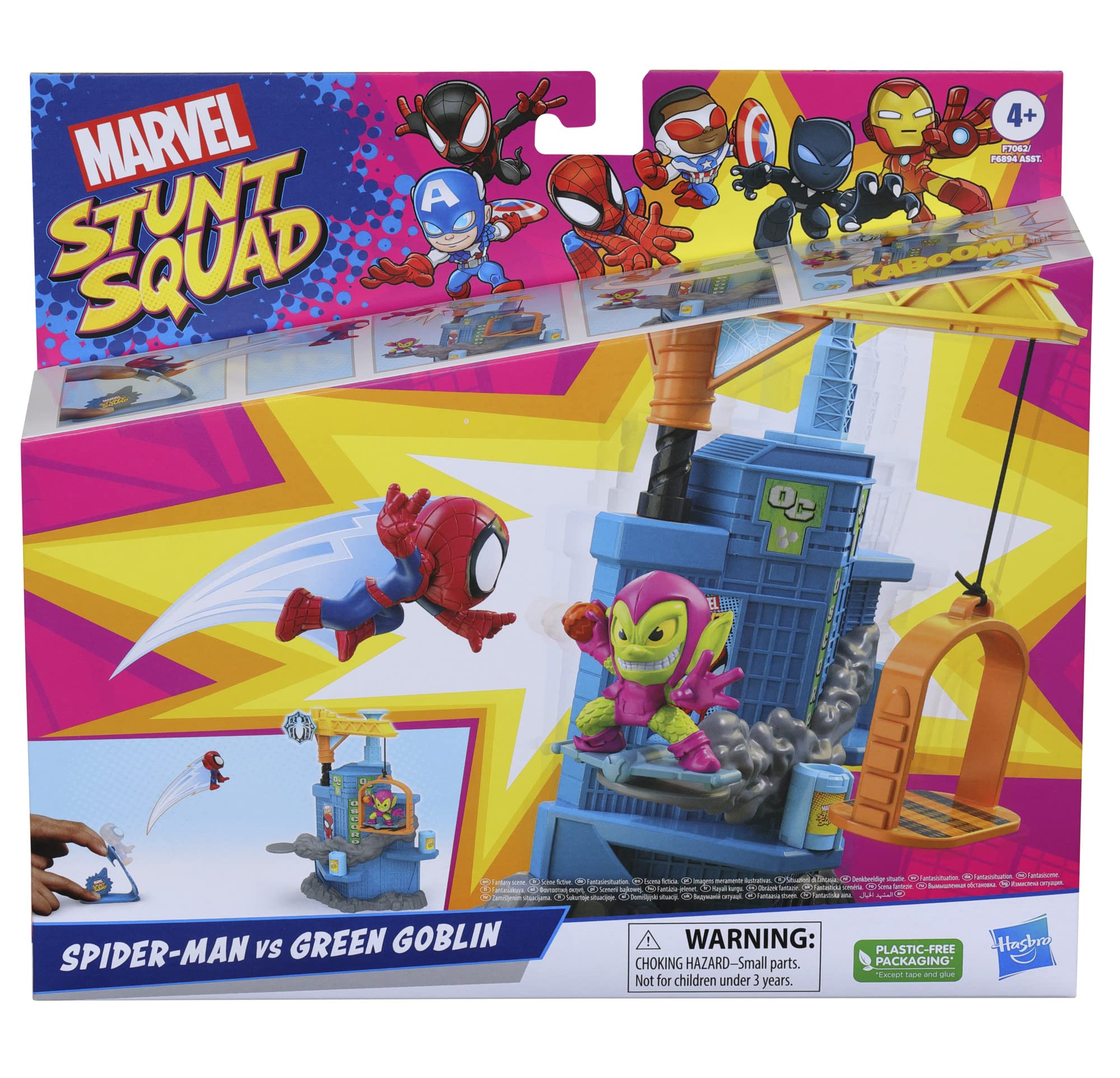 Marvel Stunt Squad Green Goblin figure ready for dynamic showdown.