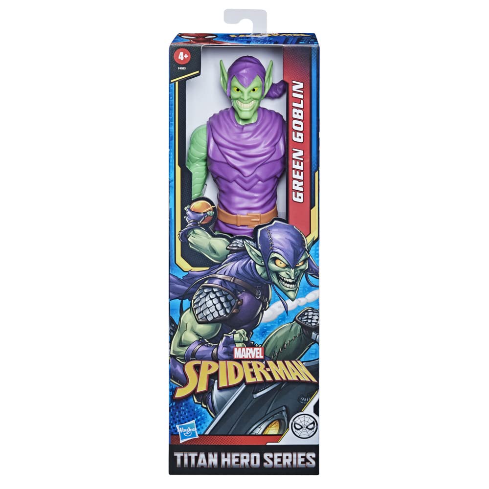 Marvel Titan Hero Green Goblin figure details highlight classic-inspired design.