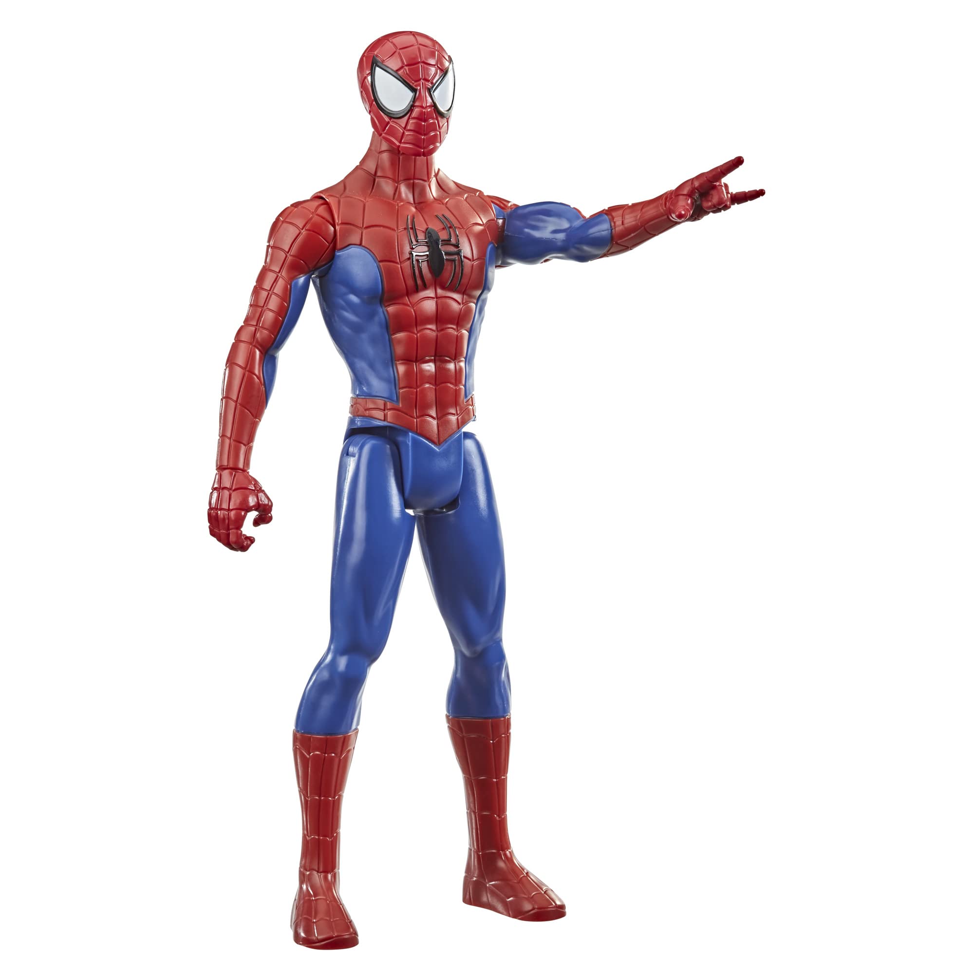 Marvel Titan Hero Spider-Man 12-Inch figure back port enables sounds and launch action.