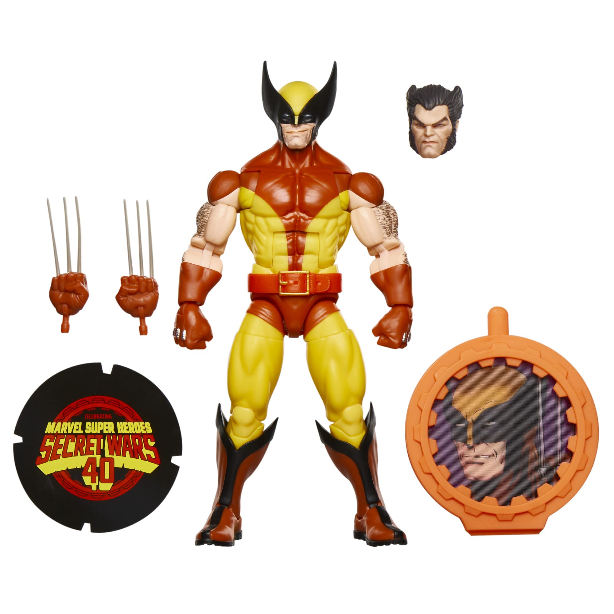 Marvel Wolverine retro Secret Wars figure front view, ideal for shelf display