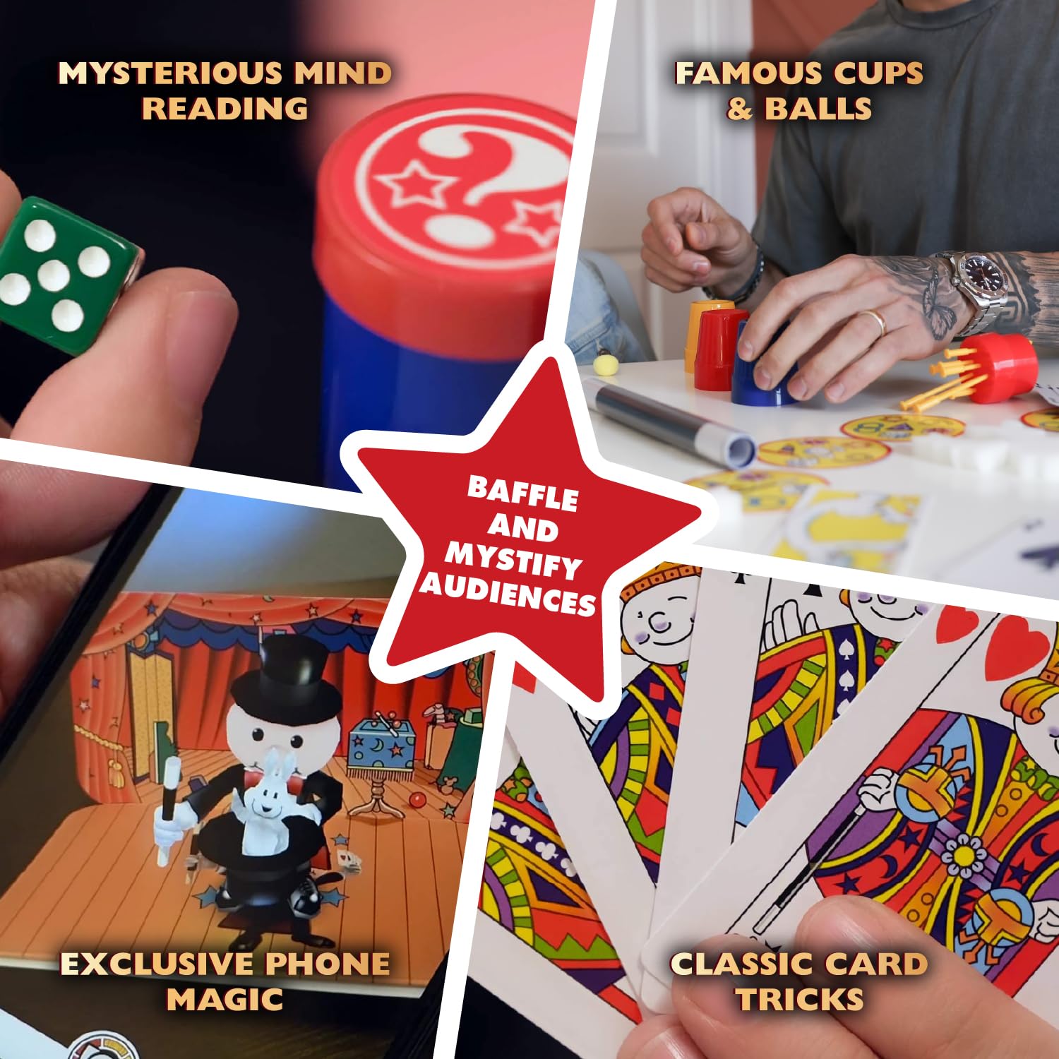 Marvin's Magic cup and ball illusion ready for table-top practice and wonder.