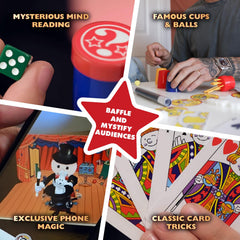 Marvin's Magic cup and ball illusion ready for table-top practice and wonder.