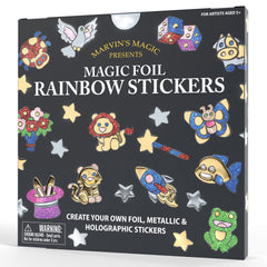 Marvin's Magic Rainbow Stickers pack features vibrant foil designs for kids' crafts and scrapbooks.