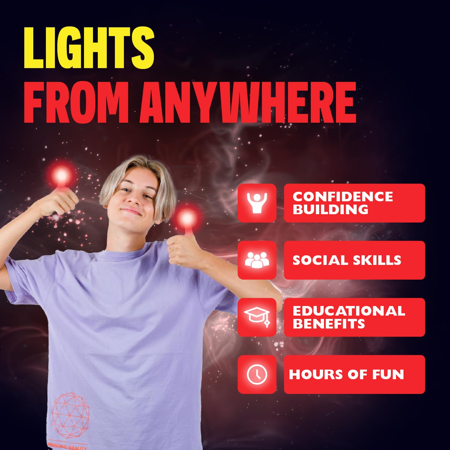 Marvin's Magic Lights From Anywhere light behind ear demonstrates portable illusions
