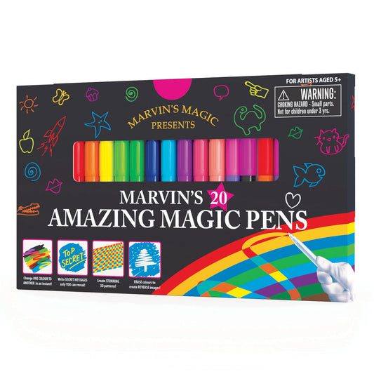 Marvin's Magic 20 pens show color-changing ink for vibrant drawings.