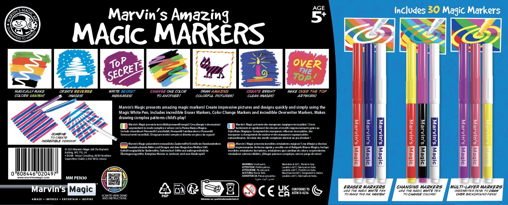 Marvin's Magic pens reveal secret messages with color shifts for hidden communication.