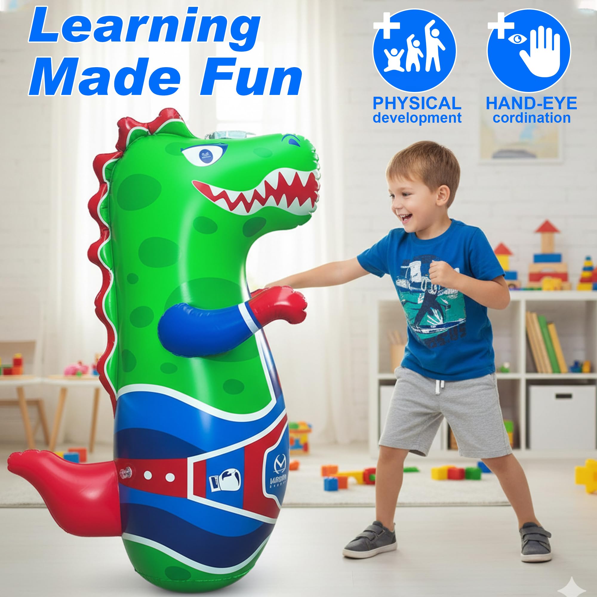 Marwan Sports motor-skills focus; punching bag improves hand-eye coordination through active sessions.