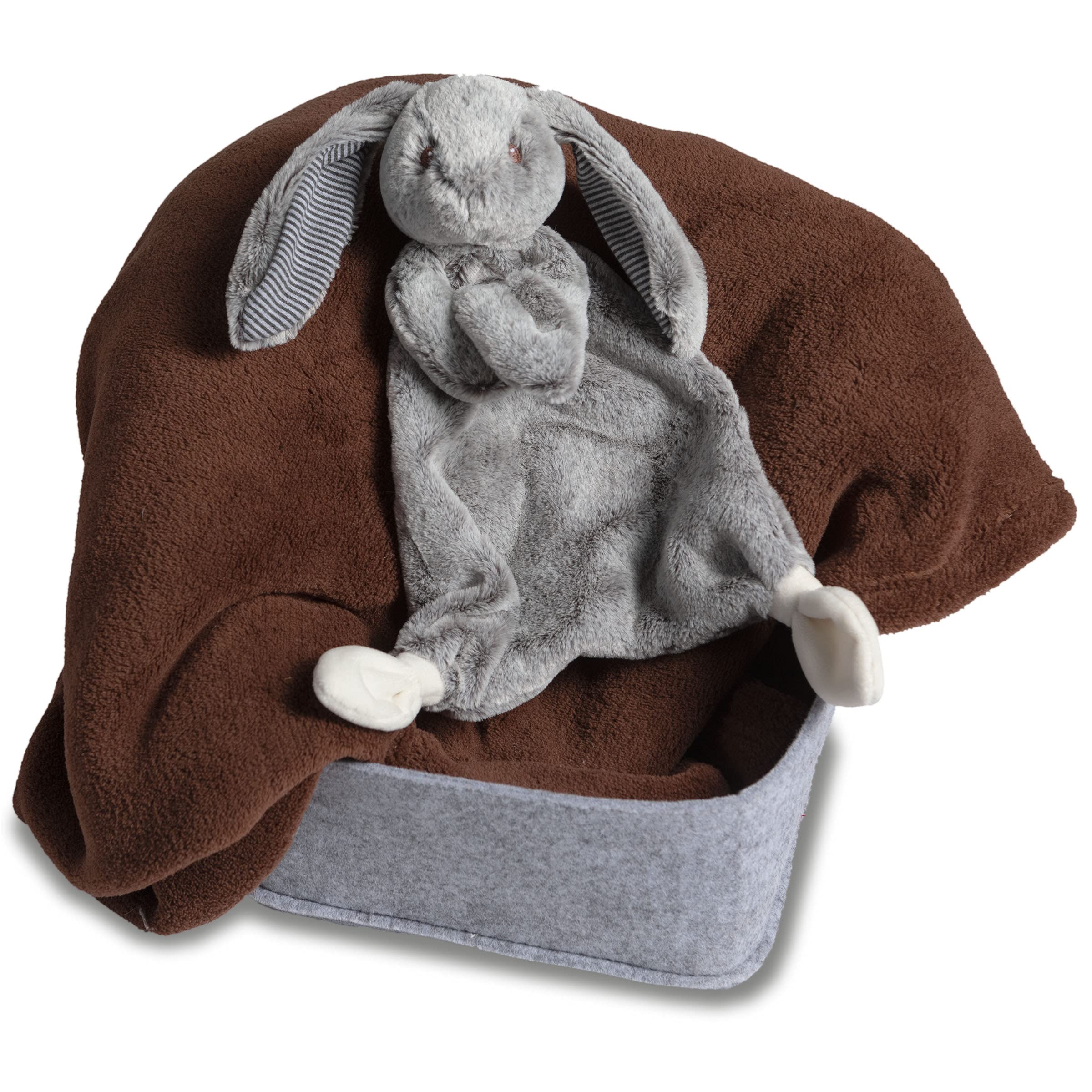 Mary Meyer Silky Bunny Lovey with attached blanket for cozy playtime