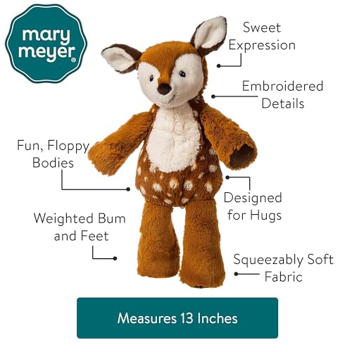 Close-up of Mary Meyer Marshmallow Zoo Fawn's face with soft nose for gentle interaction.