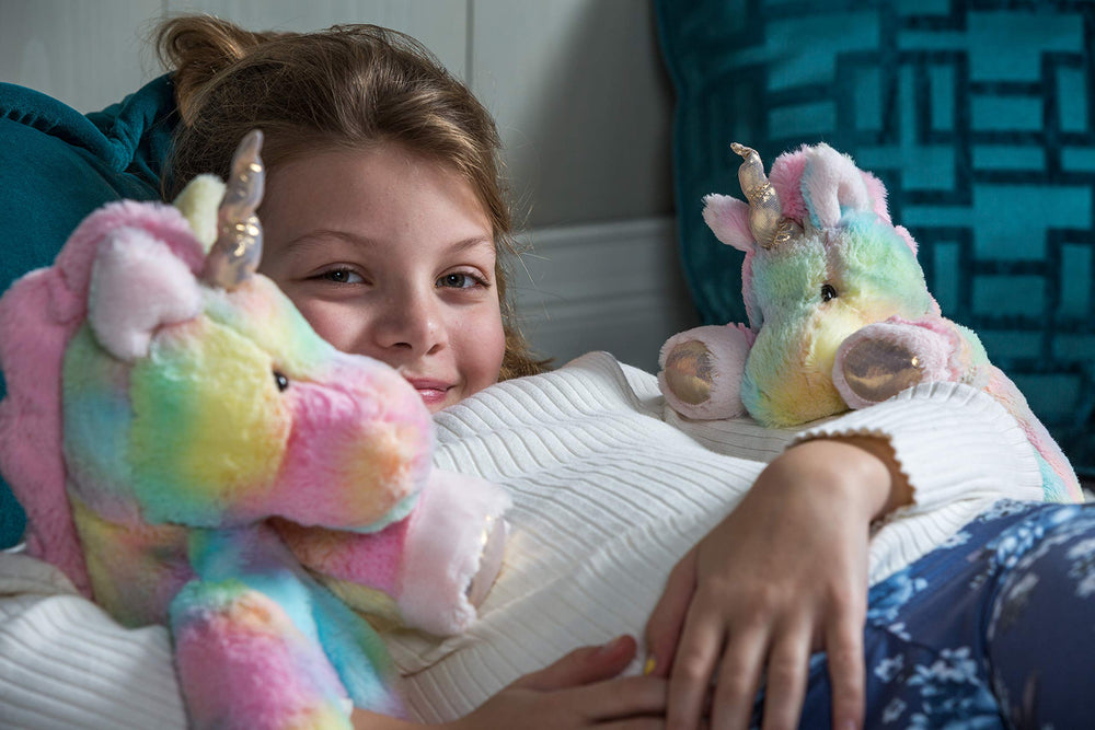Mary Meyer Fro-Yo Unicorn pink mane and tail add soft color to cuddle moments.