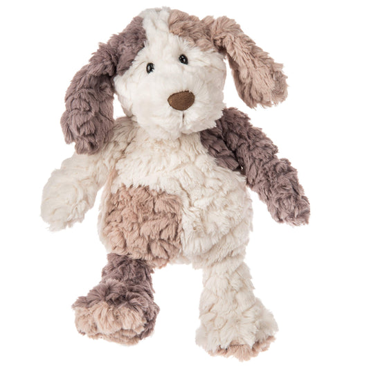 Mary Meyer Putty Cooper Pup toy in cream-taupe fabric for cozy cuddle sessions.