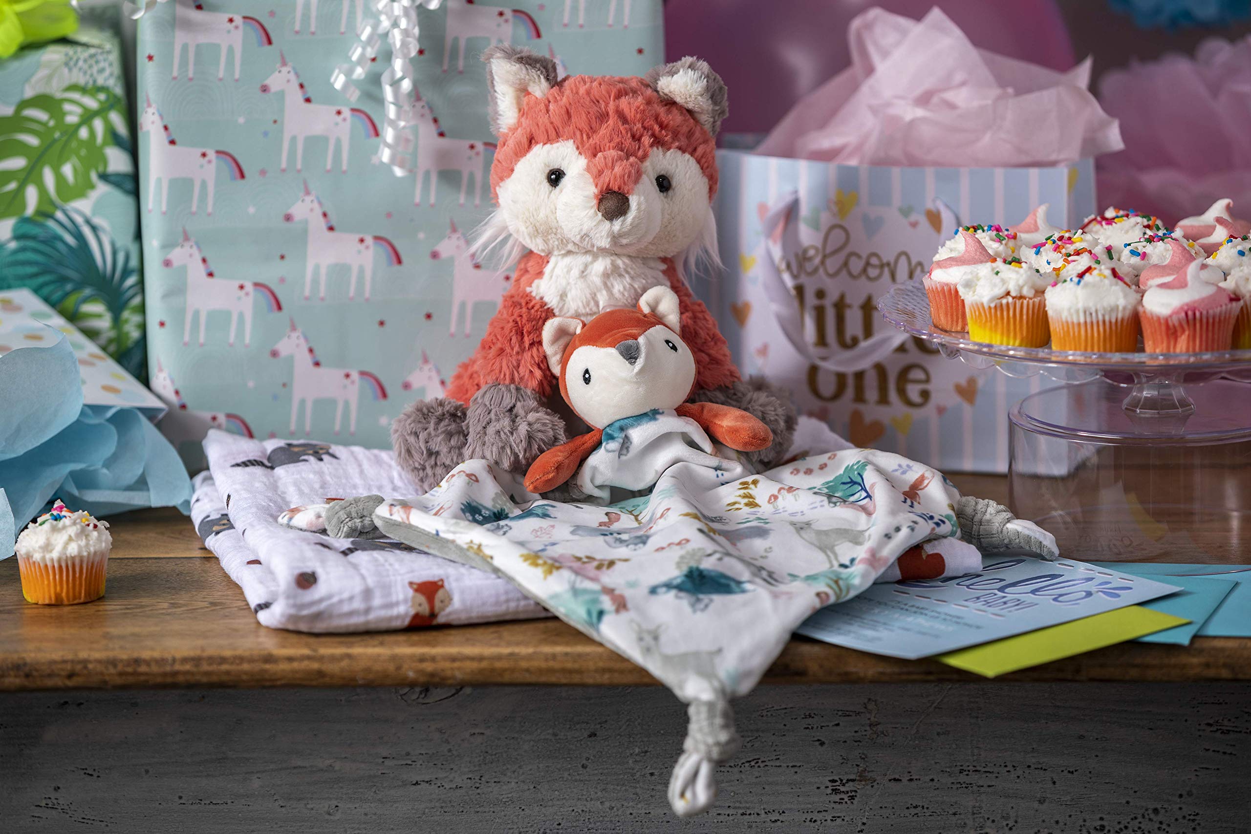 Mary Meyer Putty Fox creamy white and coral fabric with taupe ears.